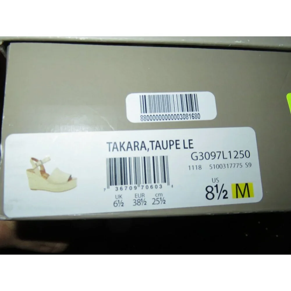 Franco Sarto Takara Tan Espadrille Leather Upper Platform Wedge Sandal sz 8.5